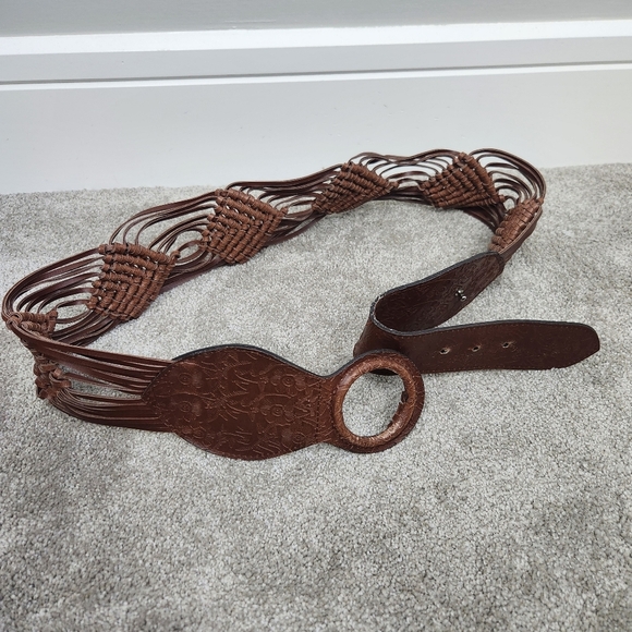 Vegan Leather Y2K Chunky Woven Belt Size L 2000s - Picture 4 of 12